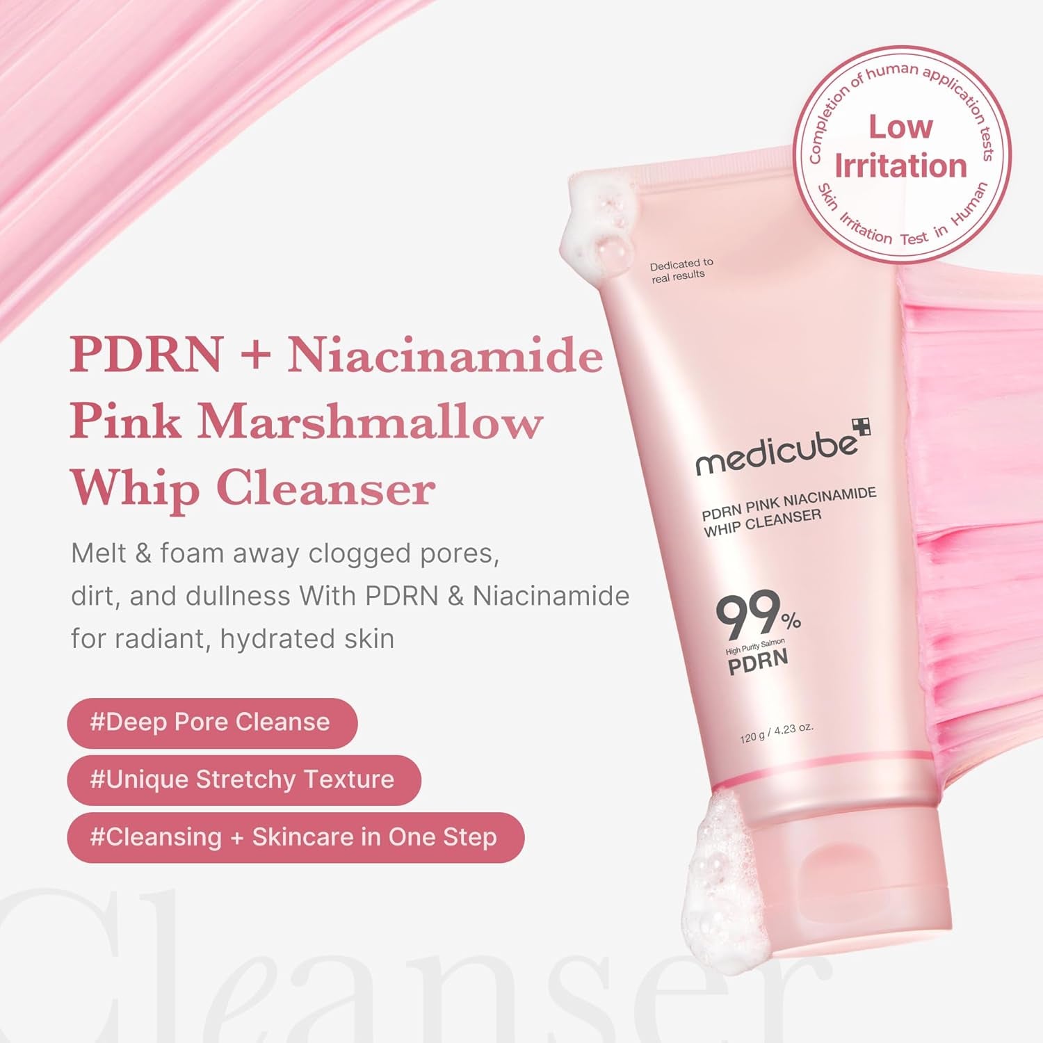 PDRN Marshmallow Whip Cleanser | Face Wash, Cleansing Foam for Pore Care & Uneven Skin Tone | Gentle Daily Deep Cleansing | Hydrating and Nourishing Facial Cleanser | Korean Skincare