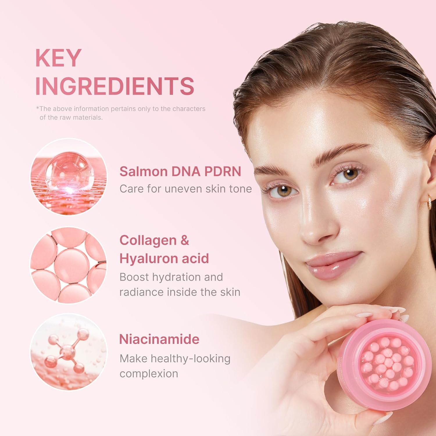 Salmon DNA PDRN Pink Collagen Capsule Cream, Face Moisturizer | Lightweight Moisturizing Cream | PDRN, Niacinamide for Uneven Skin Tone, Glow Hydration | Korean Skin Care 1.94 Oz