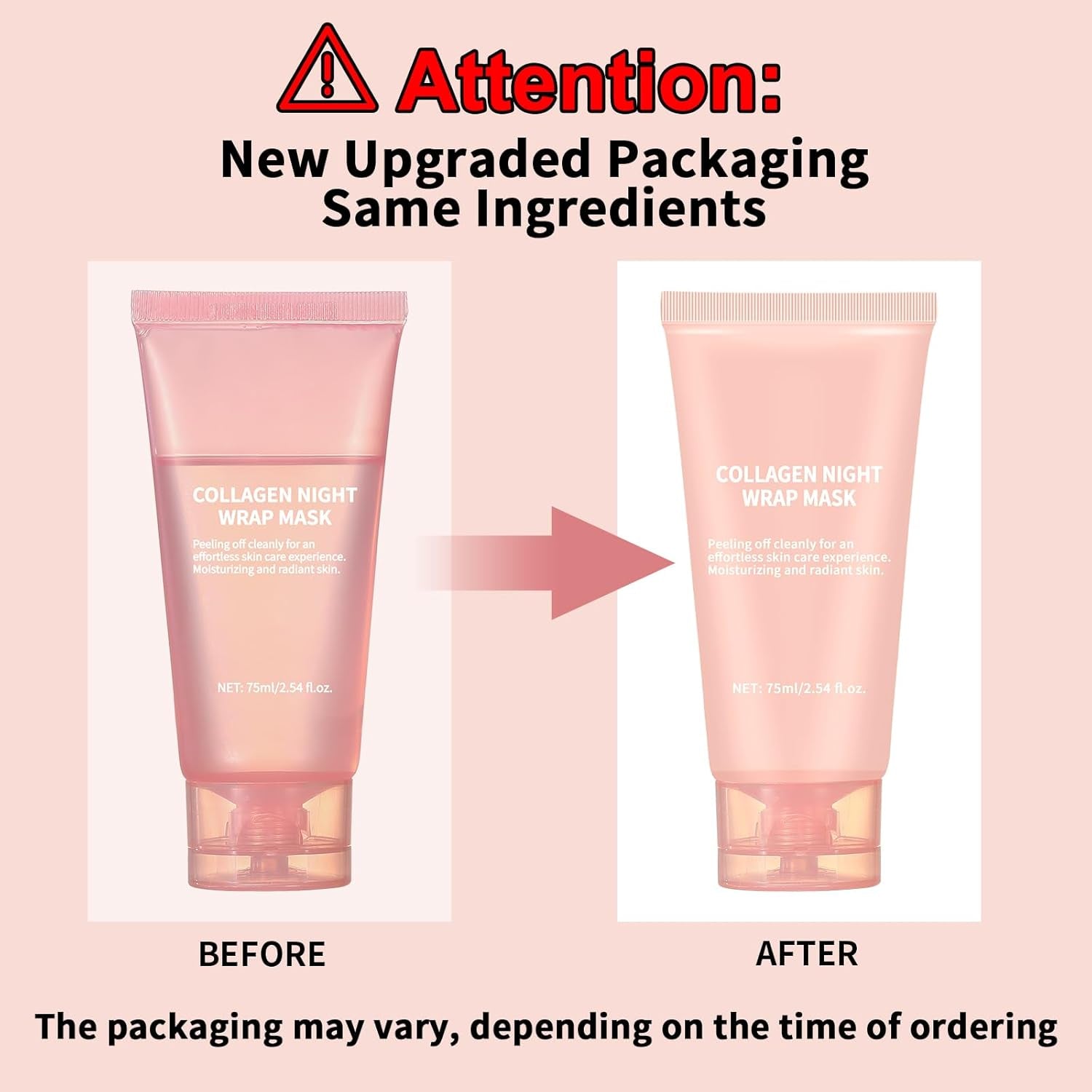 Collagen Night Wrapping Mask Peel-Off Overnight Collagen Face Mask - Deeply Hydrates & Firming & Glowy - Reduce Sagging & Wrinkle for Glowing Skin 2.54 Fl.Oz with Mask Applicator