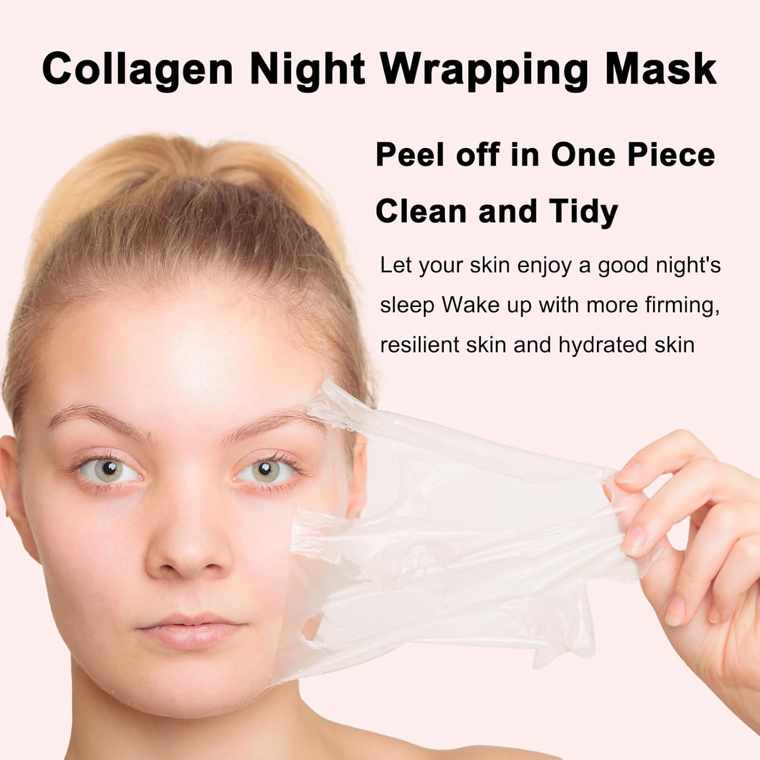 Collagen Night Wrapping Mask Peel-Off Overnight Collagen Face Mask - Deeply Hydrates & Firming & Glowy - Reduce Sagging & Wrinkle for Glowing Skin 2.54 Fl.Oz with Mask Applicator