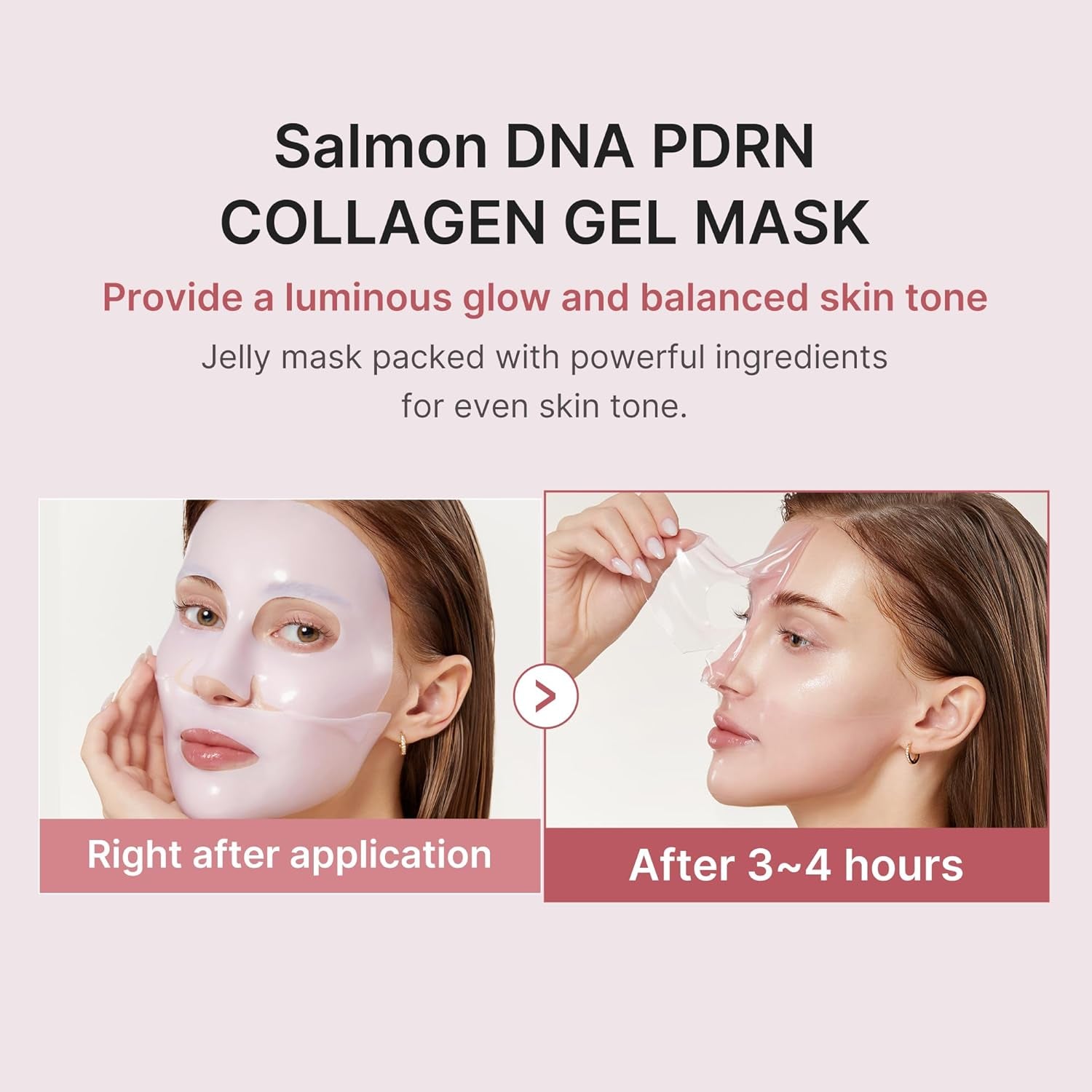 Salmon DNA PDRN Pink Collagen Jelly Gel Mask | Overnight Face Mask for Glass Glow Skin- Elasticity, Hydrating, Firming and Moisturizing | Korean Skincare, 28G, 4Ea