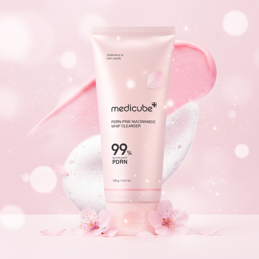 PDRN Marshmallow Whip Cleanser K-Beauty fond rose