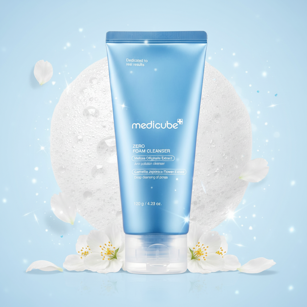 Medicube Zero Foam Cleanser K-Beauty fond bleu ciel