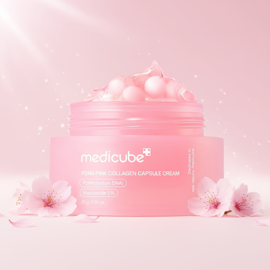 PDRN Pink Collagen Capsule Cream K-Beauty fond rose